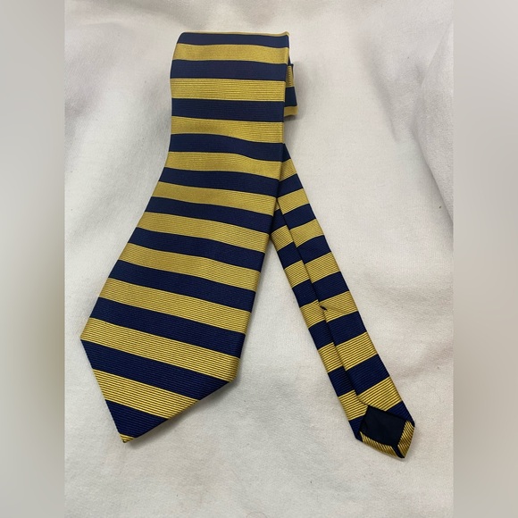 Brooks Brothers Navy and Gold Striped Tie - Picture 1 of 2